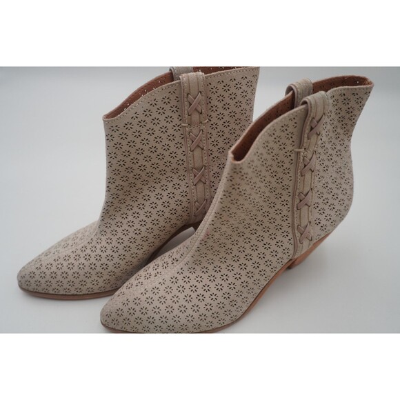 FRYE & CO Maley Perforated Ankle Boots Laser Cut Whipstitch Western Beige 7.5 - Picture 5 of 8